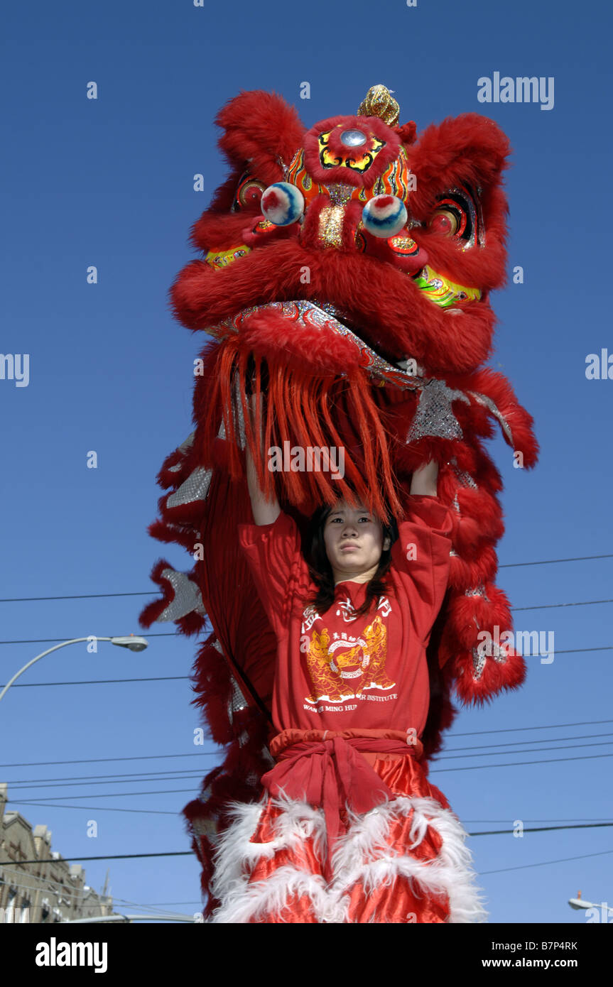 L annuale nuovo anno lunare cinese Parade nel quartiere di Brooklyn di Sunset Park di New York Foto Stock