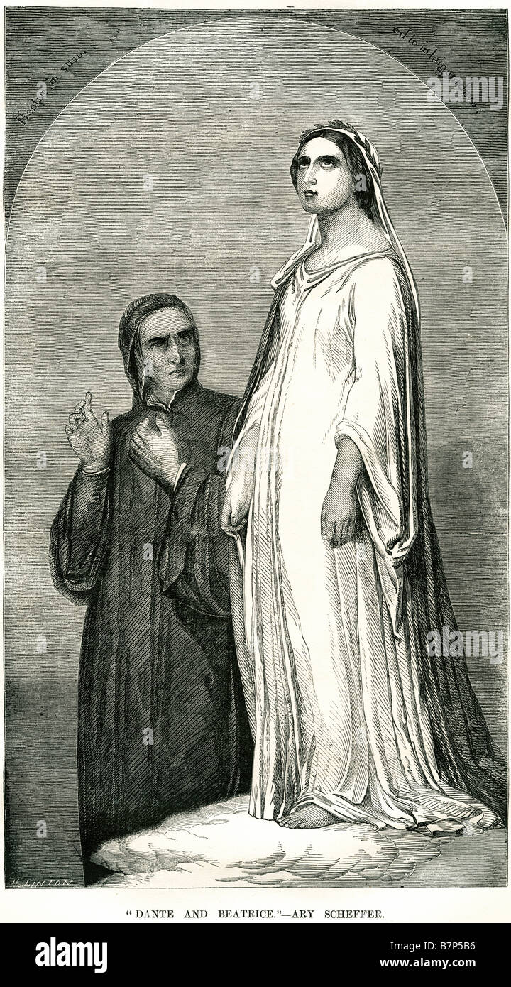 Dante beatrice ary scheffer lady man standing staring religione Foto Stock