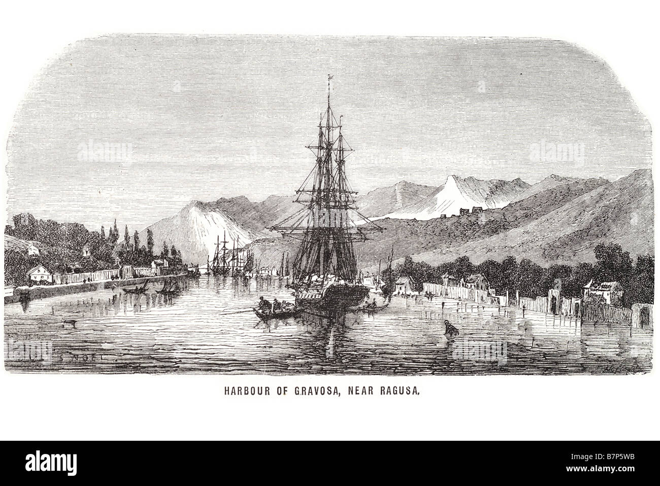 Porto Gravosa Ragusa water trade flottante costa trasporto shore faggio baia vela barca a remi sonno insediamento rifugio del coperchio Foto Stock