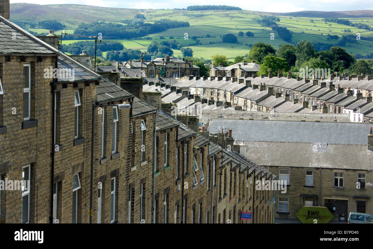 Le file di case a schiera in Skipton North Yorkshire Foto Stock