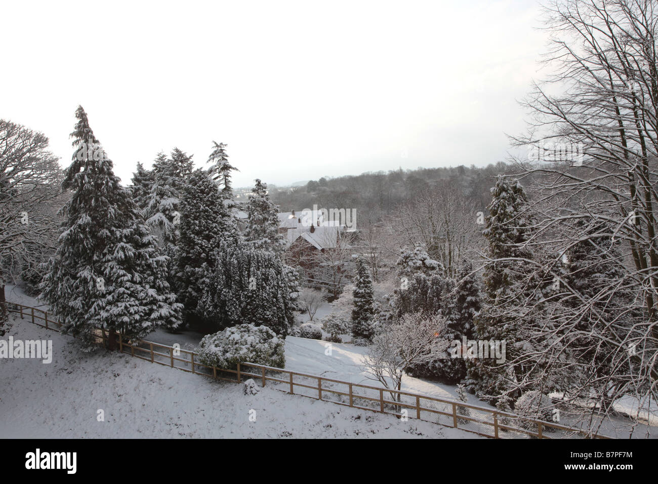 Scena di neve prese a Knaresborough, North Yorkshire, Inghilterra. Foto Stock