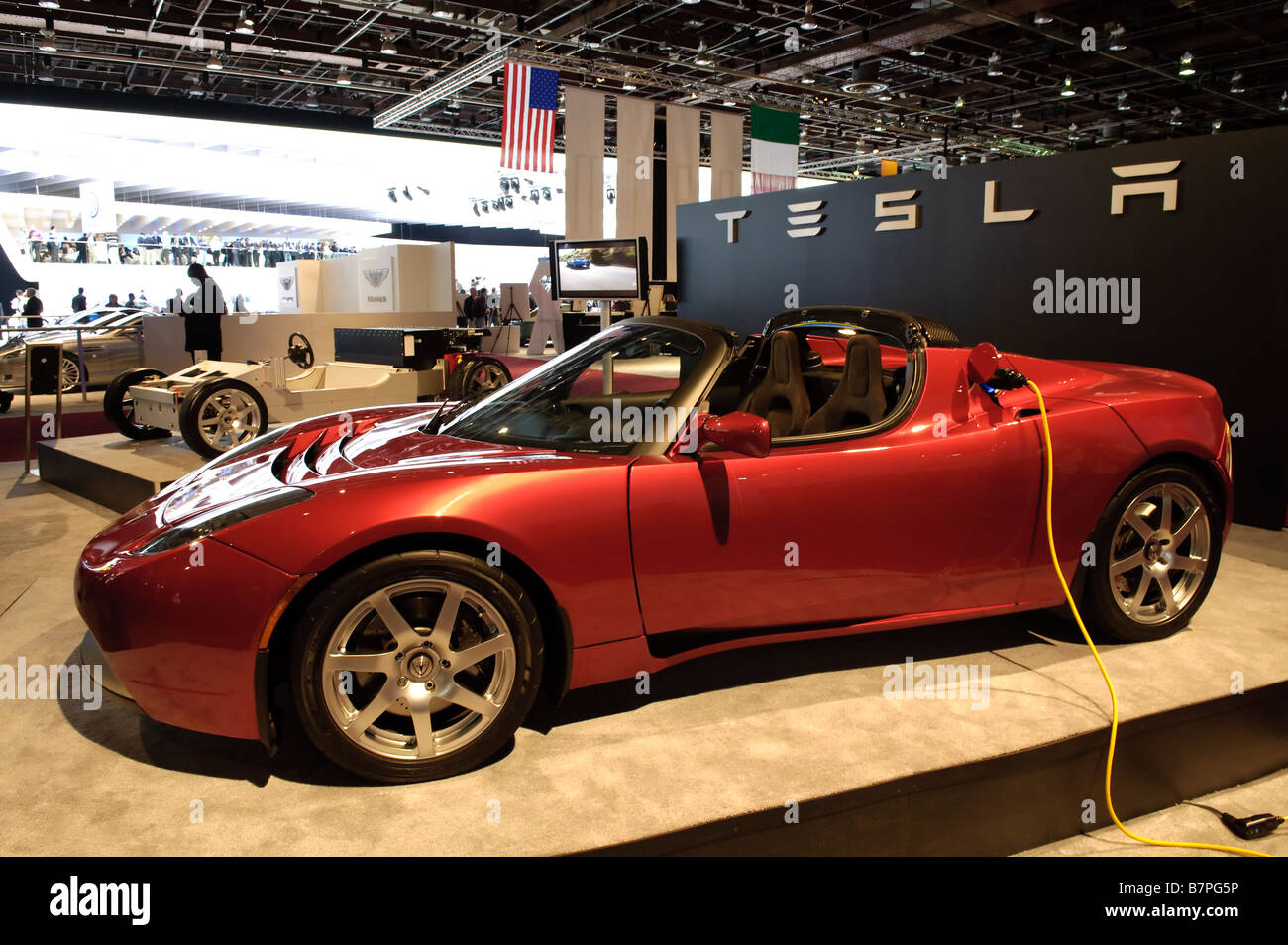 La Tesla Roadster elettrica auto in 2009 North American International Auto Show di Detroit Michigan STATI UNITI Foto Stock
