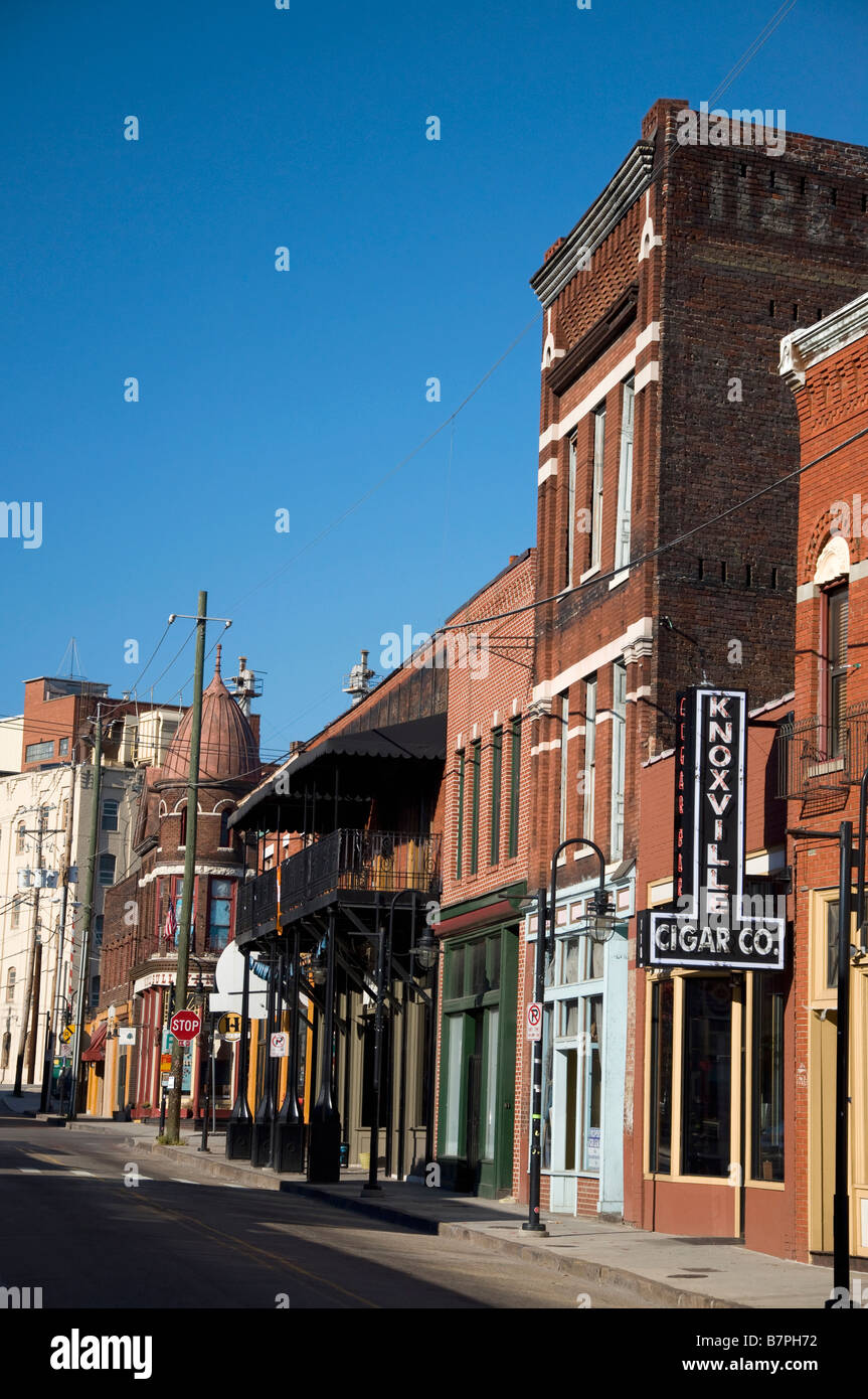 Città Vecchia e storico quartiere di Knoxville Tennessee Foto Stock