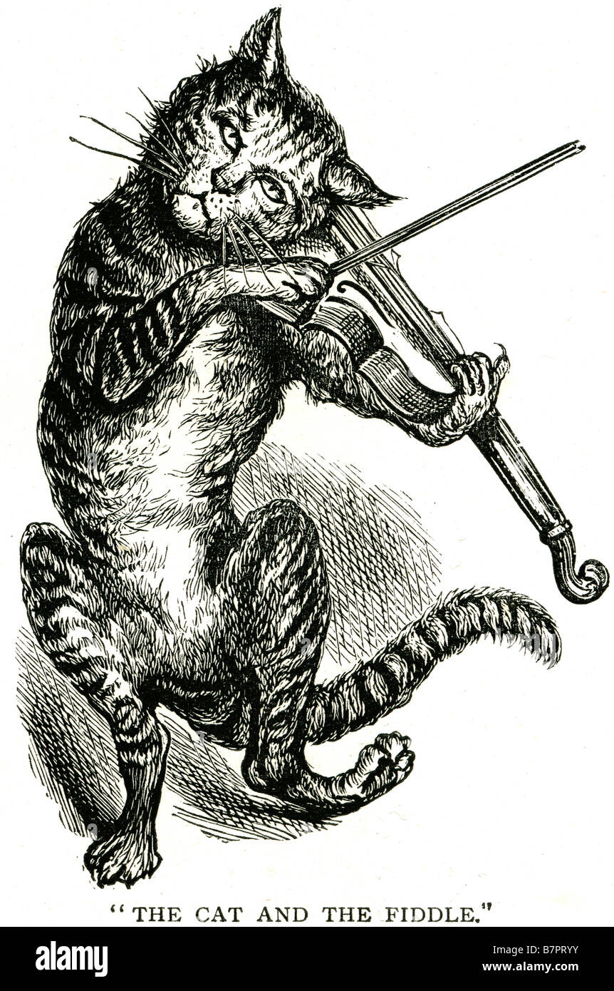 Cat Fiddle dancing violino animale filastrocca Hey farlo farlo (Hi anche farlo farlo), il gatto e il violino o la mucca jum Foto Stock
