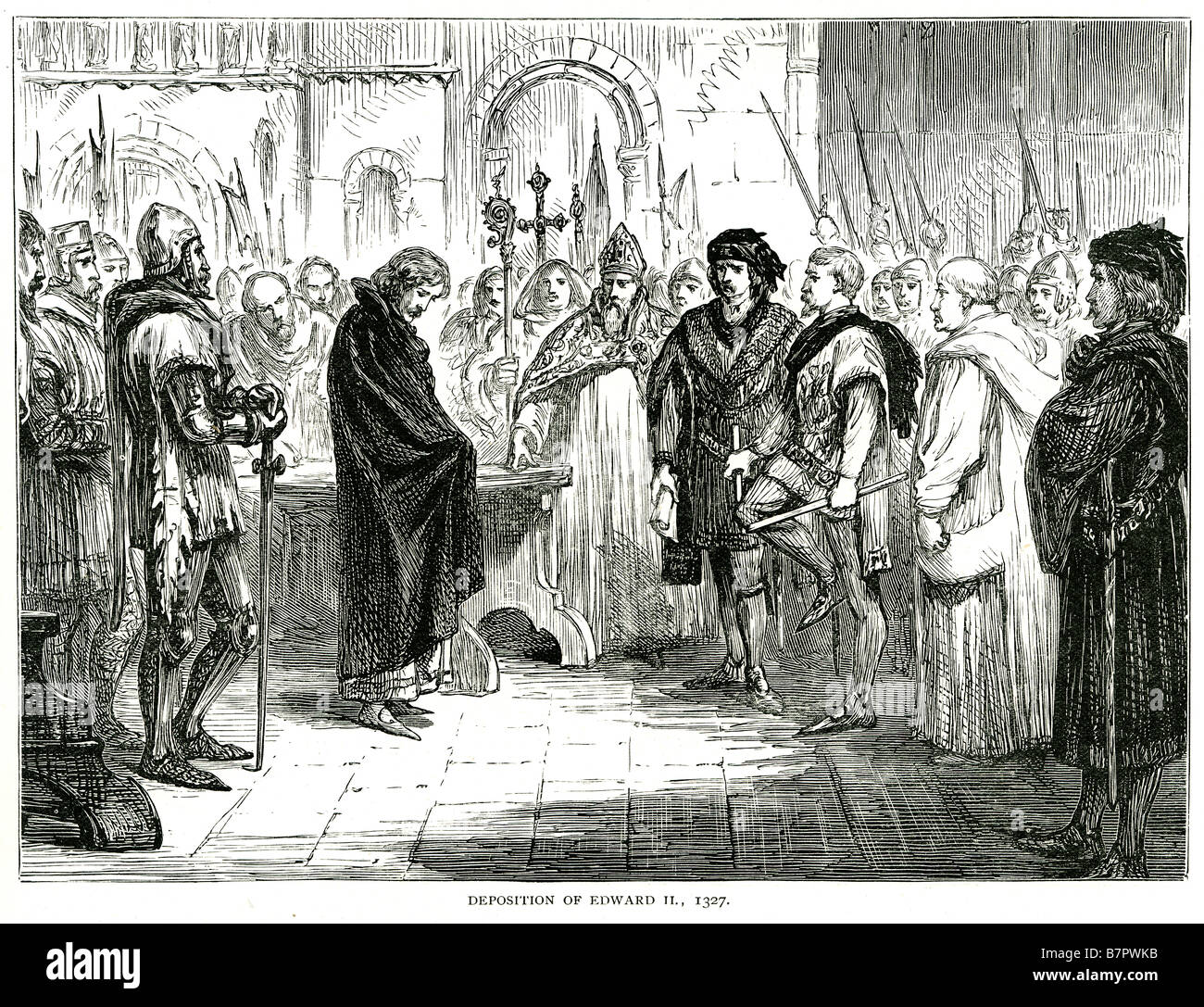 Deposizione di Edward II 1327 Edward II, (25 Aprile 1284 - 21 settembre 1327?) di Caernarfon, sono stato re d'Inghilterra dal 1307 fino al Foto Stock