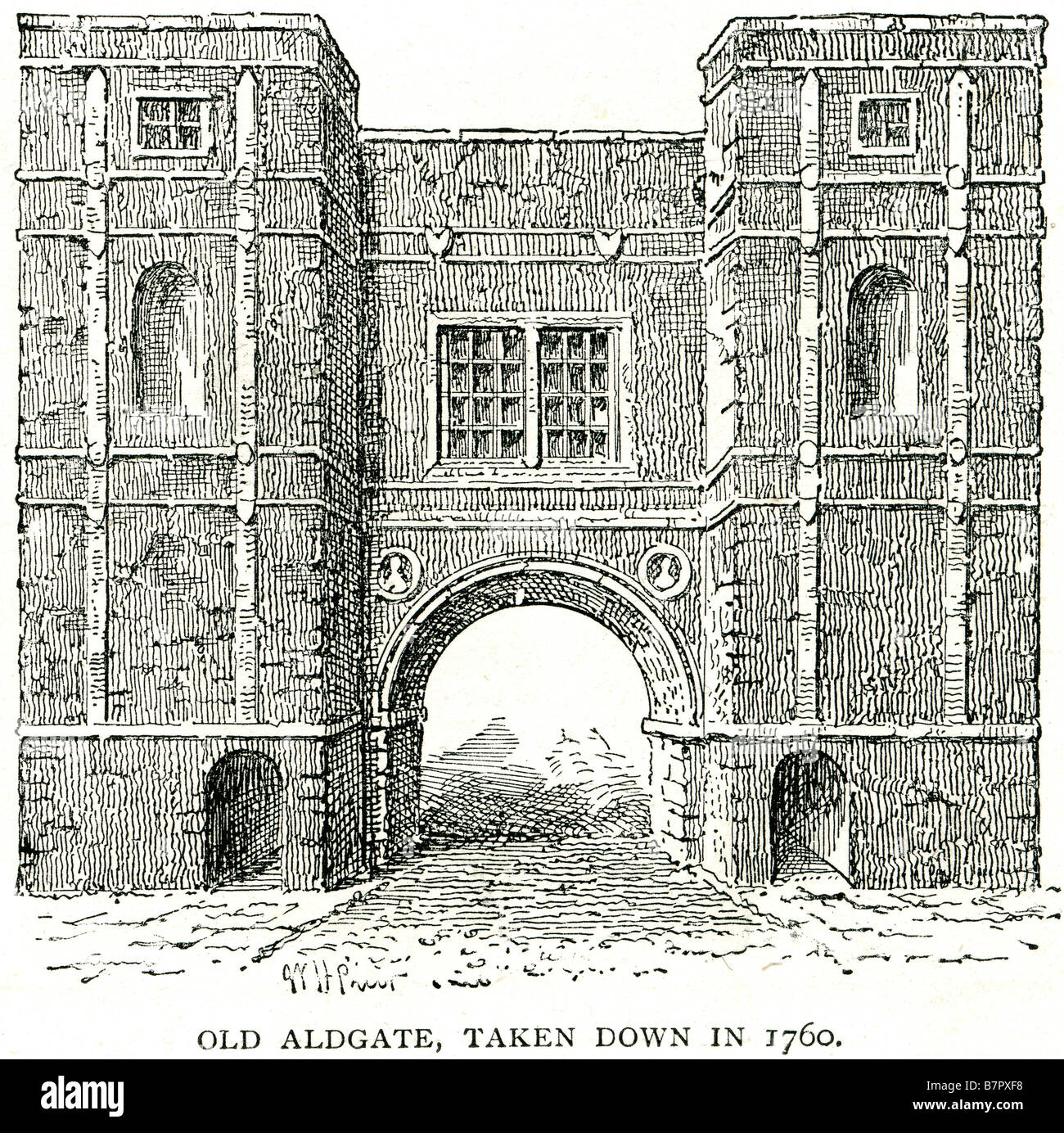 Vecchio Aldgate 1760 Porta Romana di Colchester Duca il posto di ingresso gateway tower building Foto Stock