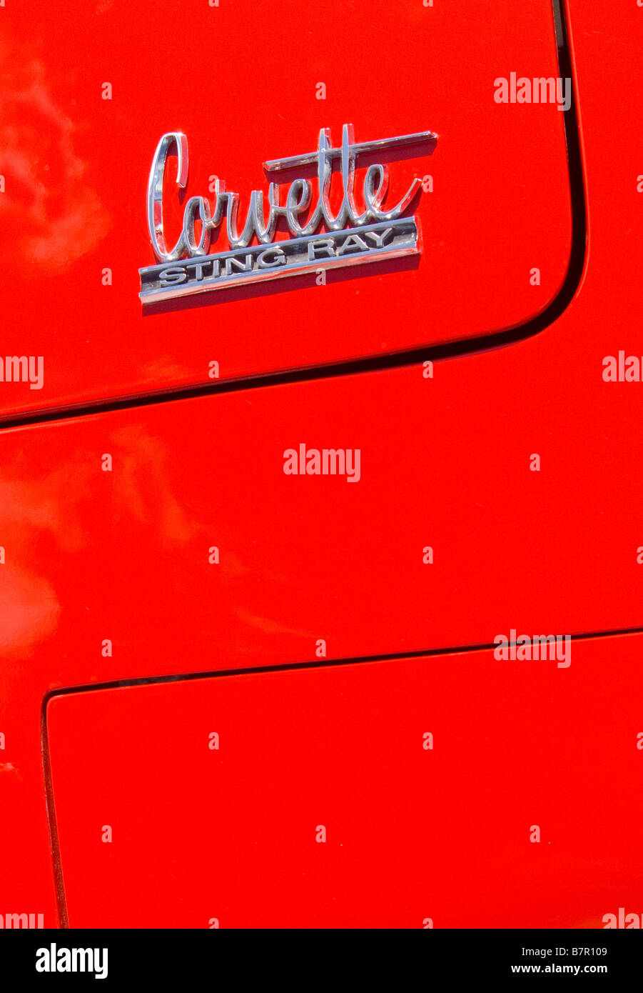 Red corvette cofano emblema di cofano Foto Stock