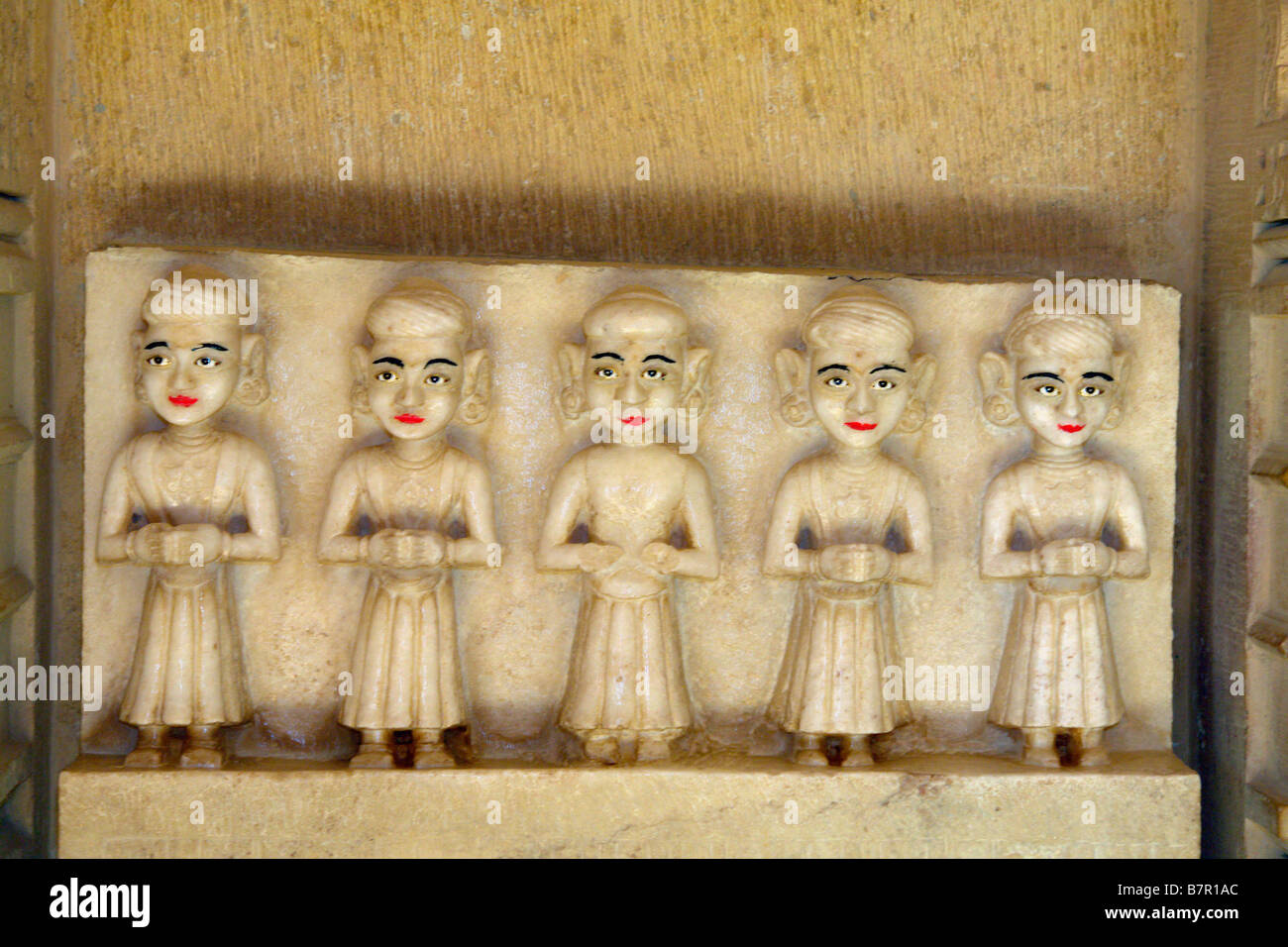 Parete scolpita dettaglio amar sagar jain temple Foto Stock