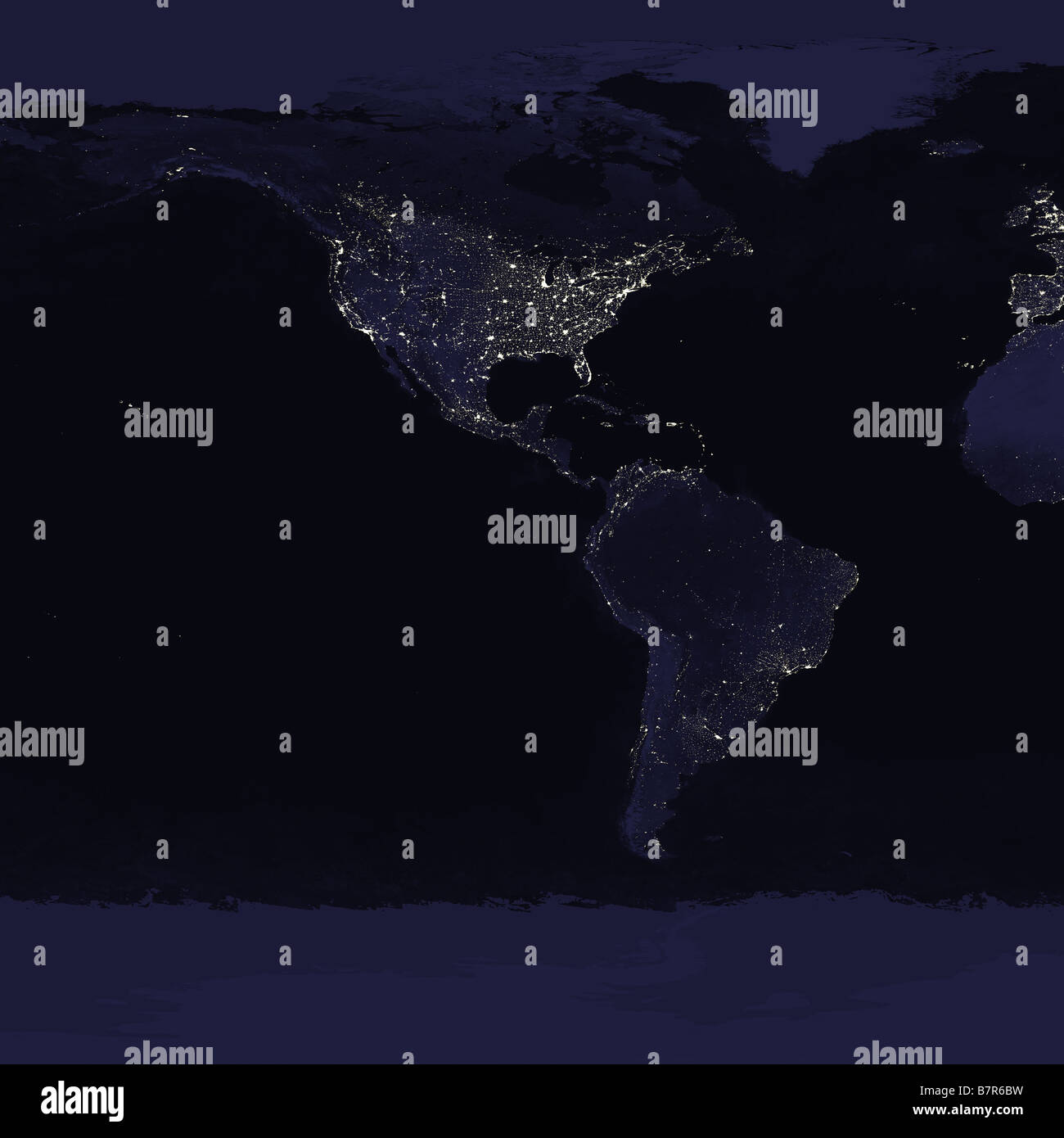 Terra di notte (America del Nord, America Centrale e America del Sud) Foto Stock