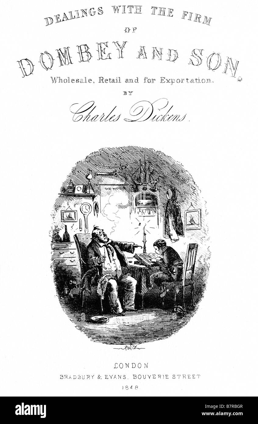 Dombey e figlio Pagina Titolo da Phiz per la prima edizione di Legato del Charles Dickens romanzo pubblicato nel 1848 Foto Stock