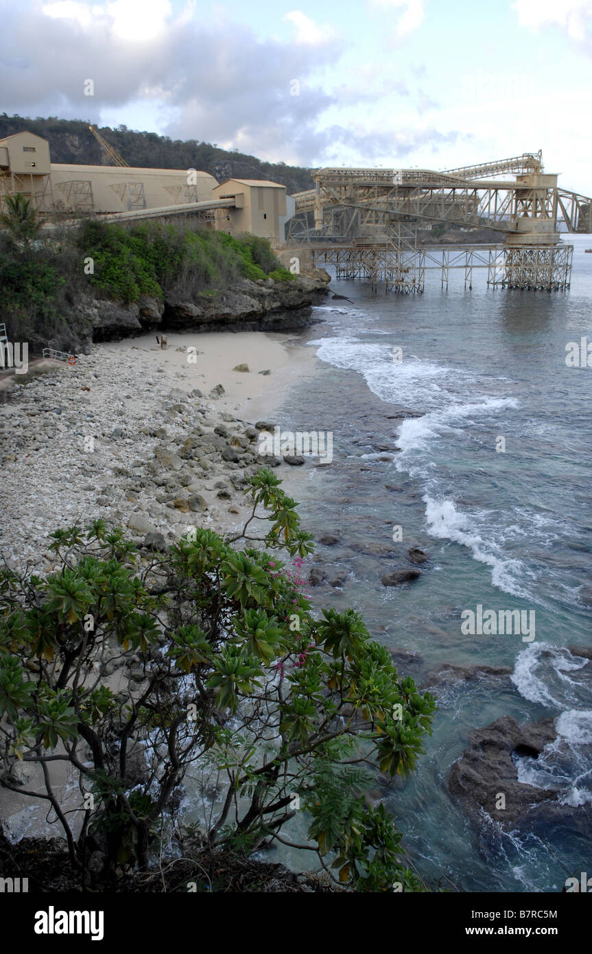 Infrastrutture portuali per i fosfati in liquidazione , Flying Fish Cove , Isola di Natale , Australia Occidentale Foto Stock
