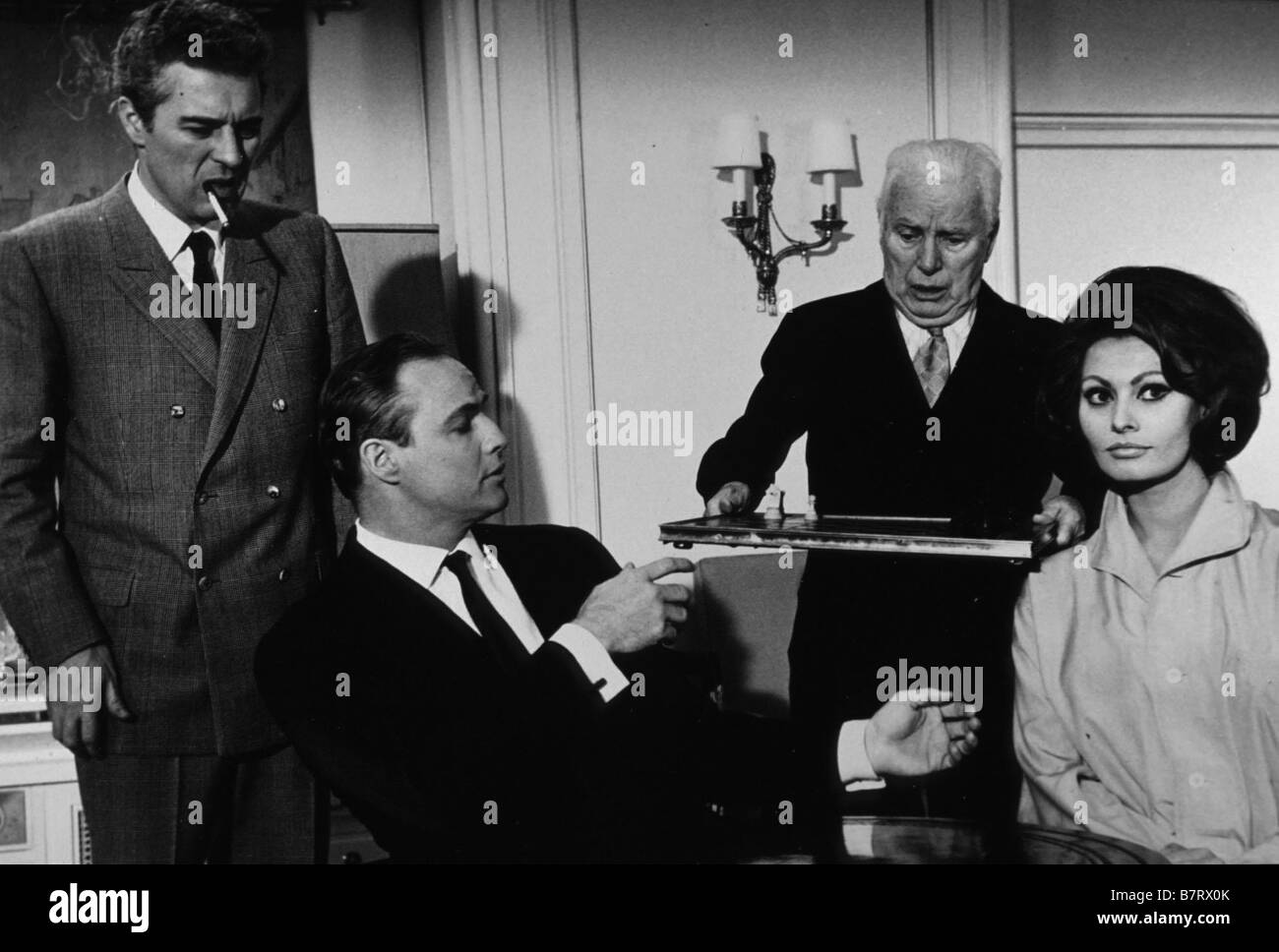 Una contessa di Hong Kong Anno: 1967 - Direttore del Regno Unito: Charlie Chaplin Charlie Chaplin, Marlon Brando, Sophia Loren immagine di scatto Foto Stock