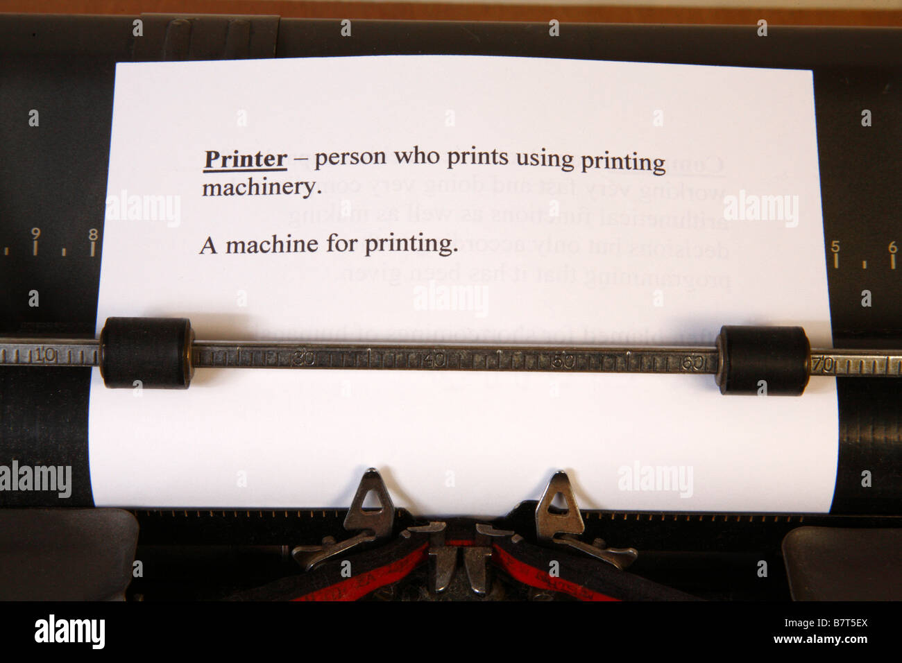 Definizione della stampante in una macchina da scrivere Foto Stock