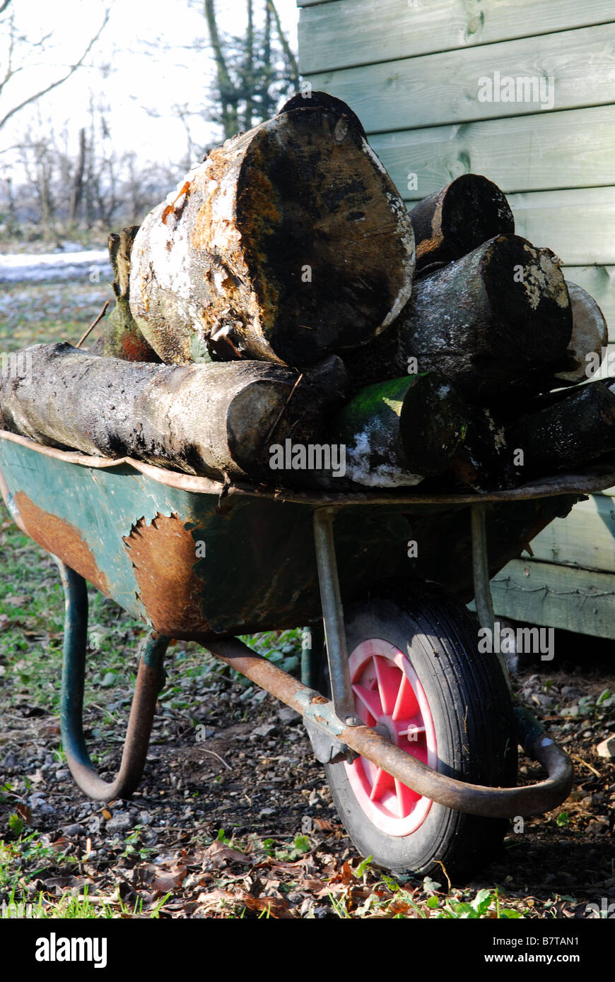 Carriola Logs. Foto Stock
