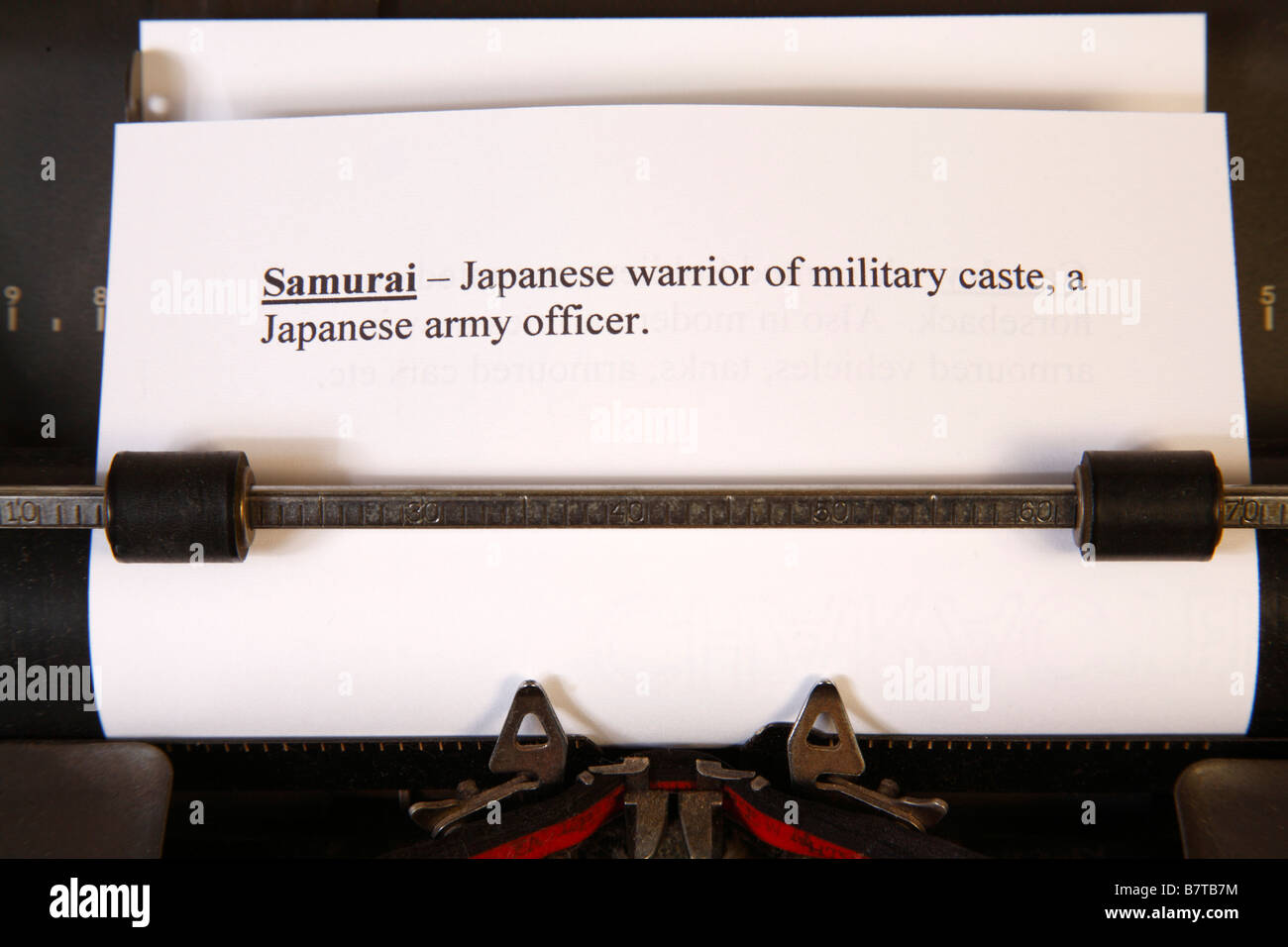 Definizione di Samurai in macchina da scrivere Foto Stock