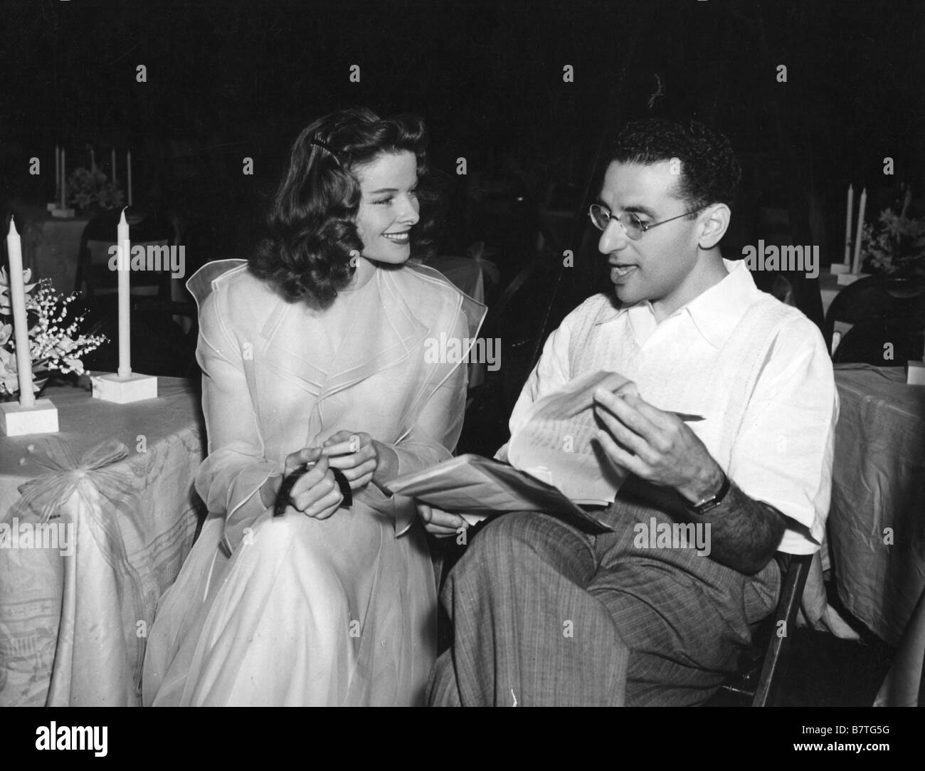 Katharine Hepburn e George Cukor sul set di 'la storia di Filadelfia', anno: 1940 USA regista: George Cukor Foto Stock