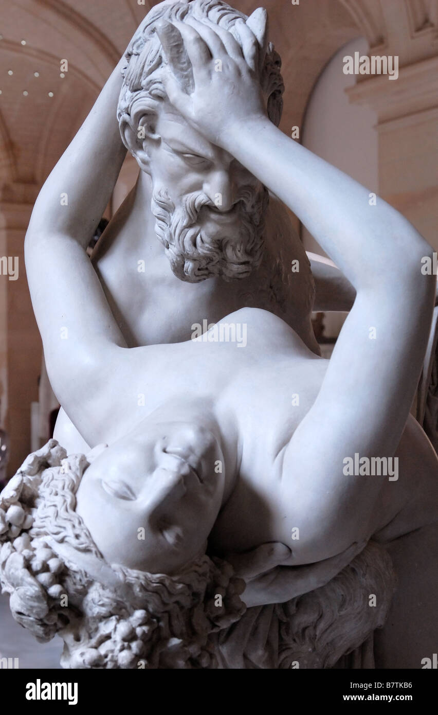 Scultura di Satiro e Bacchante nel Palais des Beaux Arts, Lille Foto Stock
