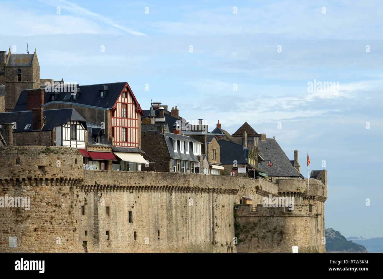 La bastionata di Mont Saint Michel Foto Stock