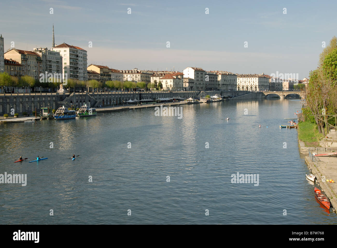 Il fiume Po, Torino, Piemonte, Italia Foto Stock
