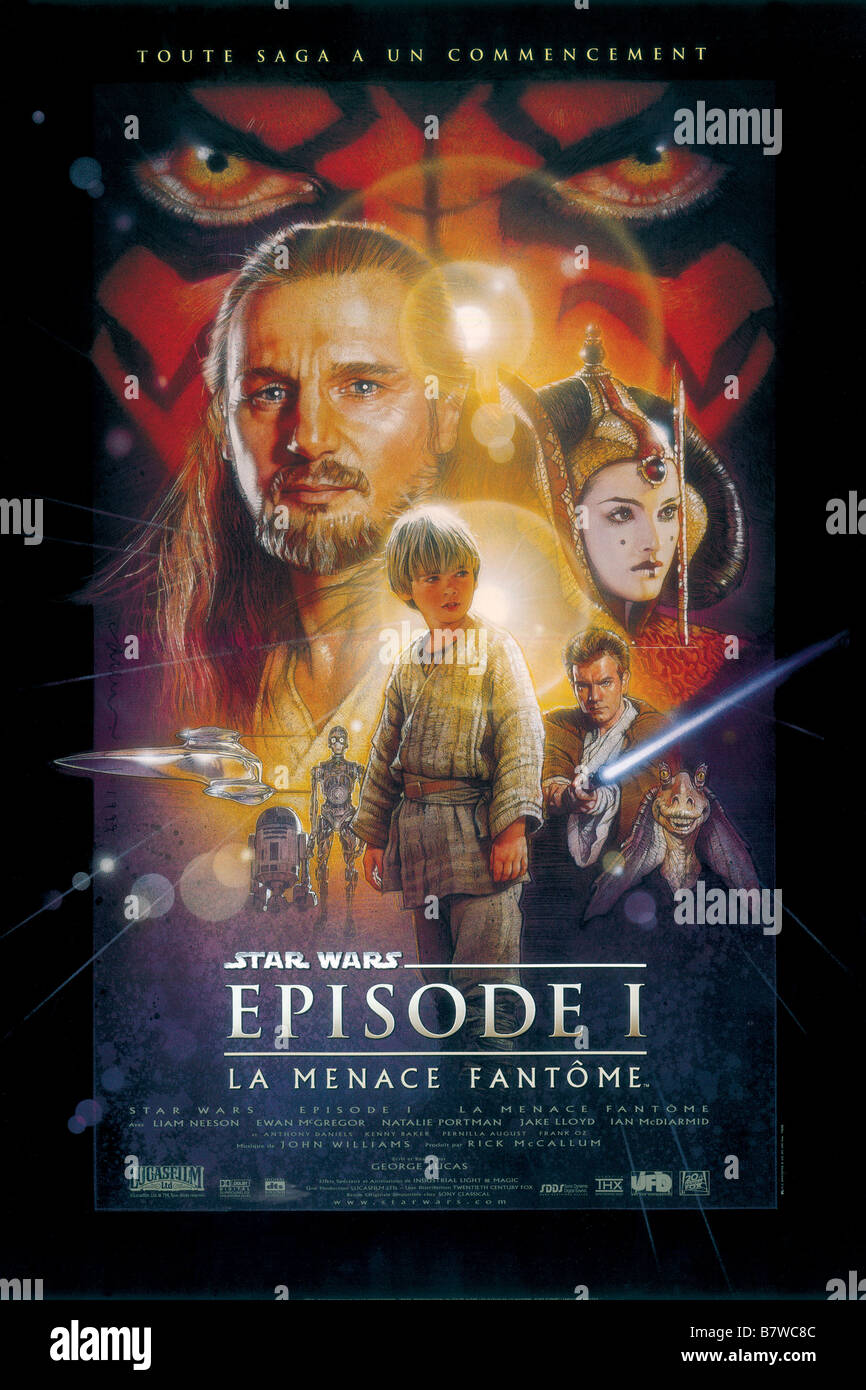 Star Wars: Episodio I - La minaccia fantasma Anno: 1999 USA Direttore: George Lucas Jake Lloyd, Liam Neeson, Natalie Portman Poster (arte lavoro) Foto Stock