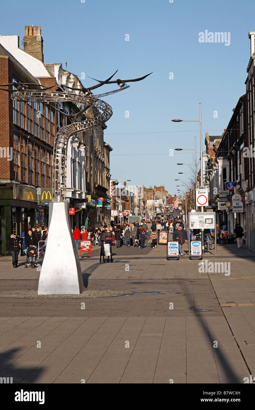 La high street area dello shopping Lowestoft Suffolk in Inghilterra Foto Stock