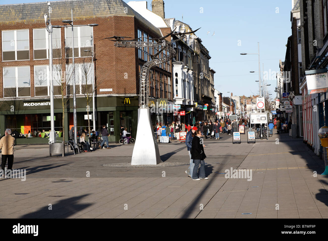 La high street area dello shopping Lowestoft Suffolk in Inghilterra Foto Stock