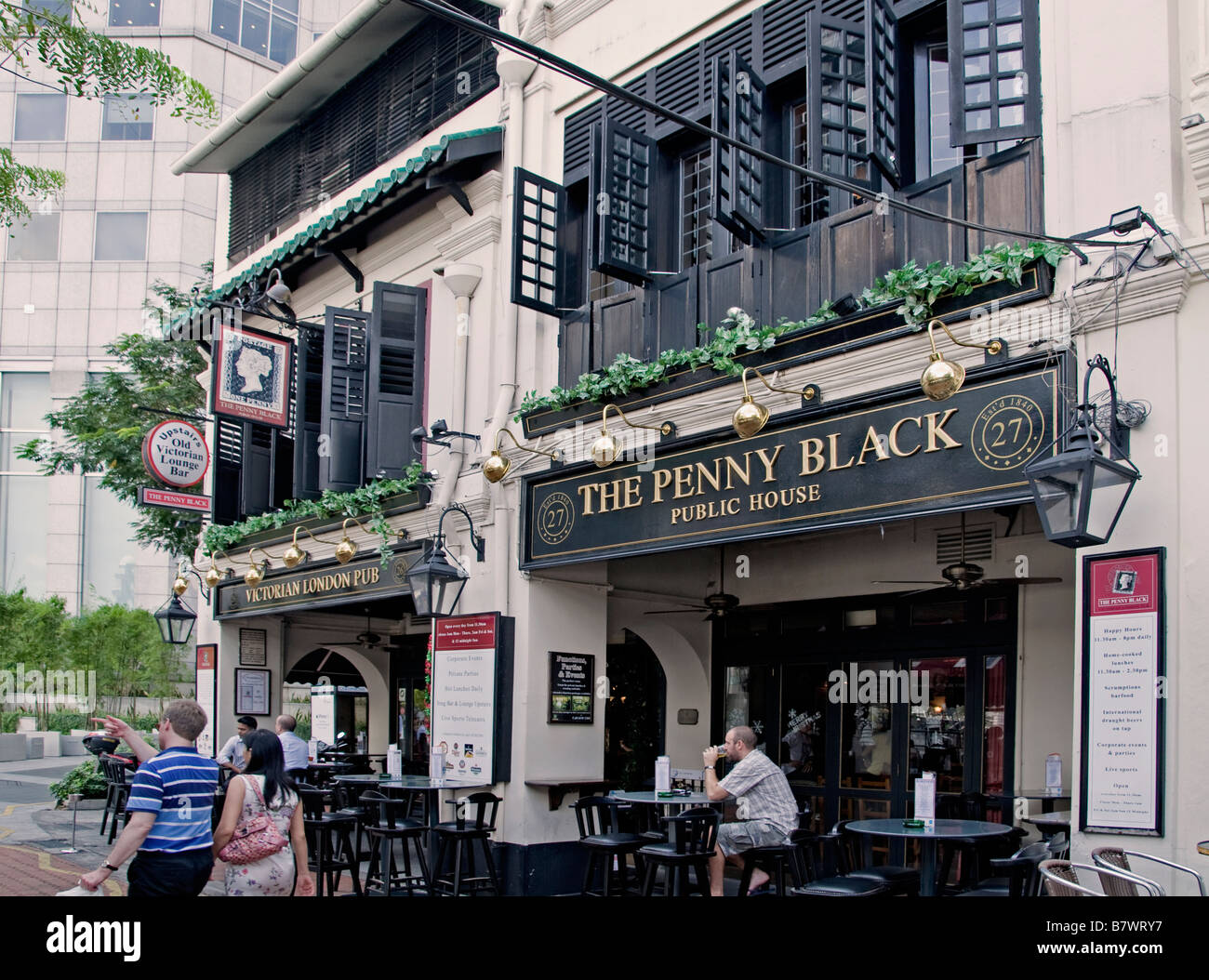 Il Penny Black public house Chinatown Singapore River Boat Quay pub inglese Foto Stock