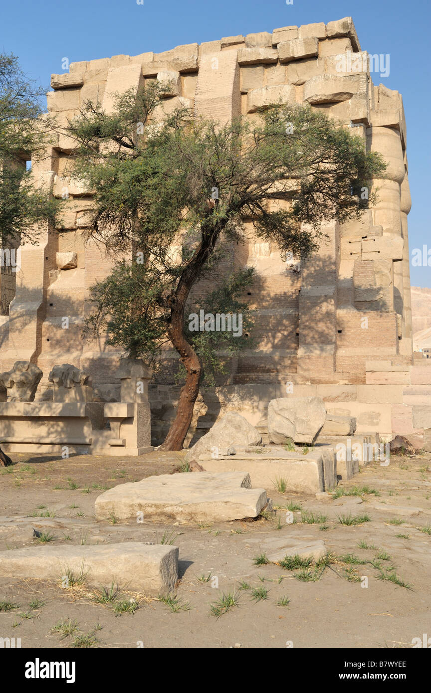 Pilone di Ramesseum di Ramses II, Luxor, Egitto 081119 33028 Foto Stock