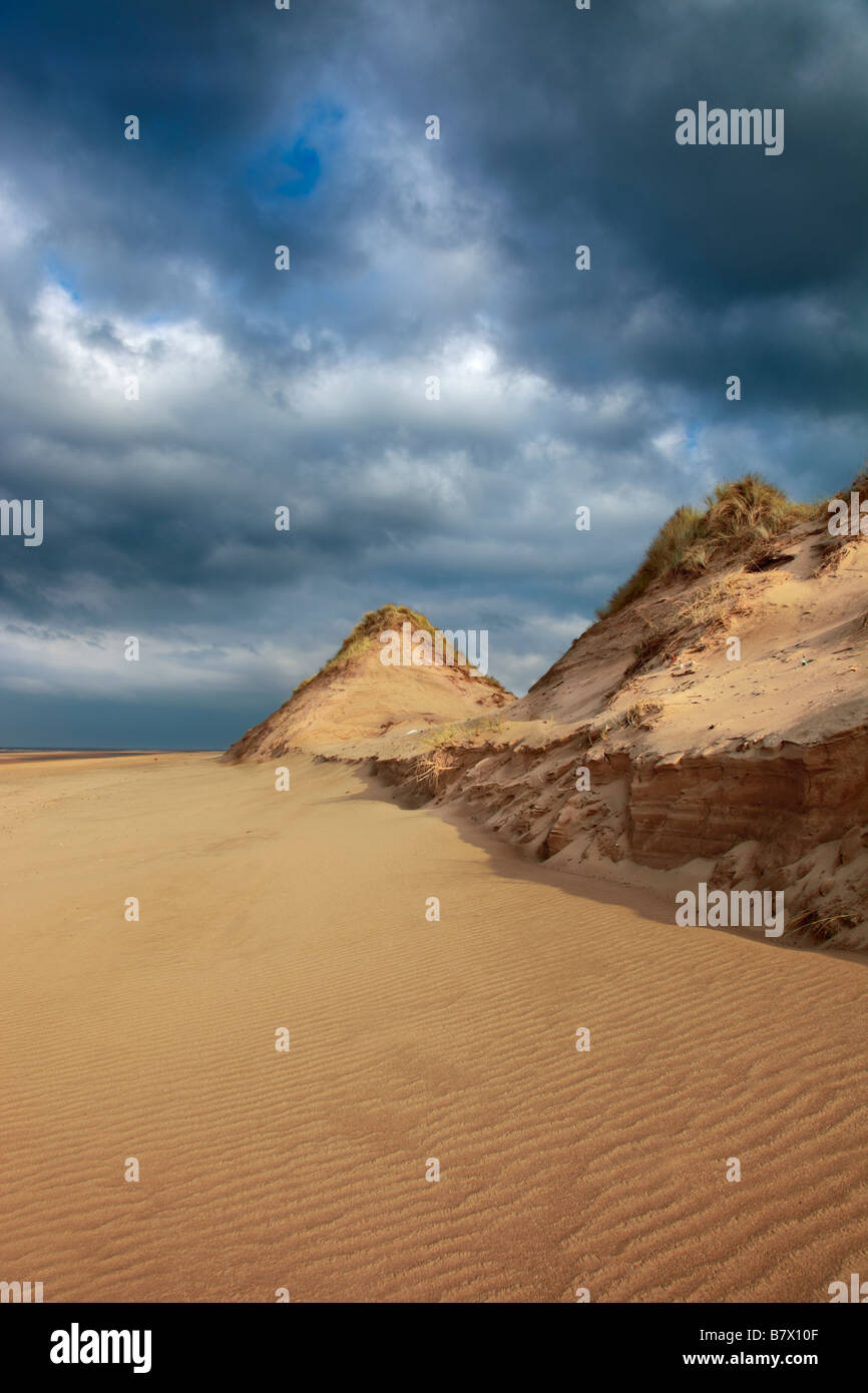 Ainsdale dune di sabbia Riserva Naturale Nazionale NNR mostra erosione delle dune frontale Foto Stock