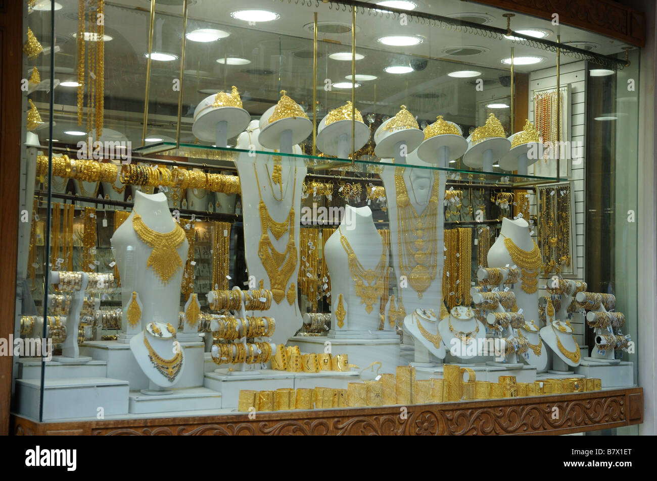 I gioielli del Dubai Gold Souq Foto Stock
