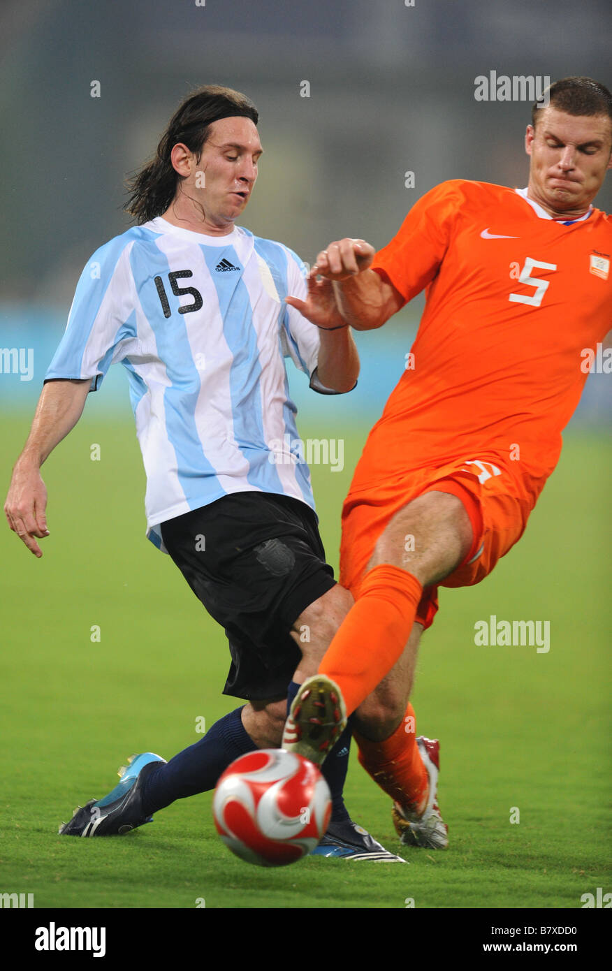 Lionel Messi ARG 16 Agosto 2008 Calcio Giochi Olimpici di Pechino 2008 Mens trimestre Football match finale tra Argentina e Paesi Bassi presso lo Stadio di Shanghai in Cina Shanghai Foto di Atsushi Tomura AFLO SPORT 1035 Foto Stock