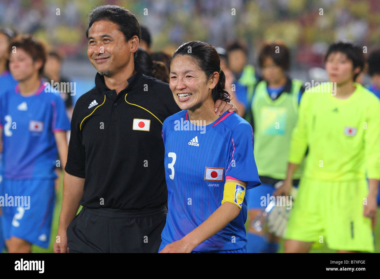 Norio Sasaki Head Coach Hiromi Ikeda JPN 21 Agosto 2008 Calcio Giochi Olimpici di Pechino 2008 Calcio femminile medaglia di bronzo match tra il Giappone e la Germania a lavoratori Stadium di Pechino Cina Foto di Daiju Kitamura AFLO SPORT 1045 Foto Stock