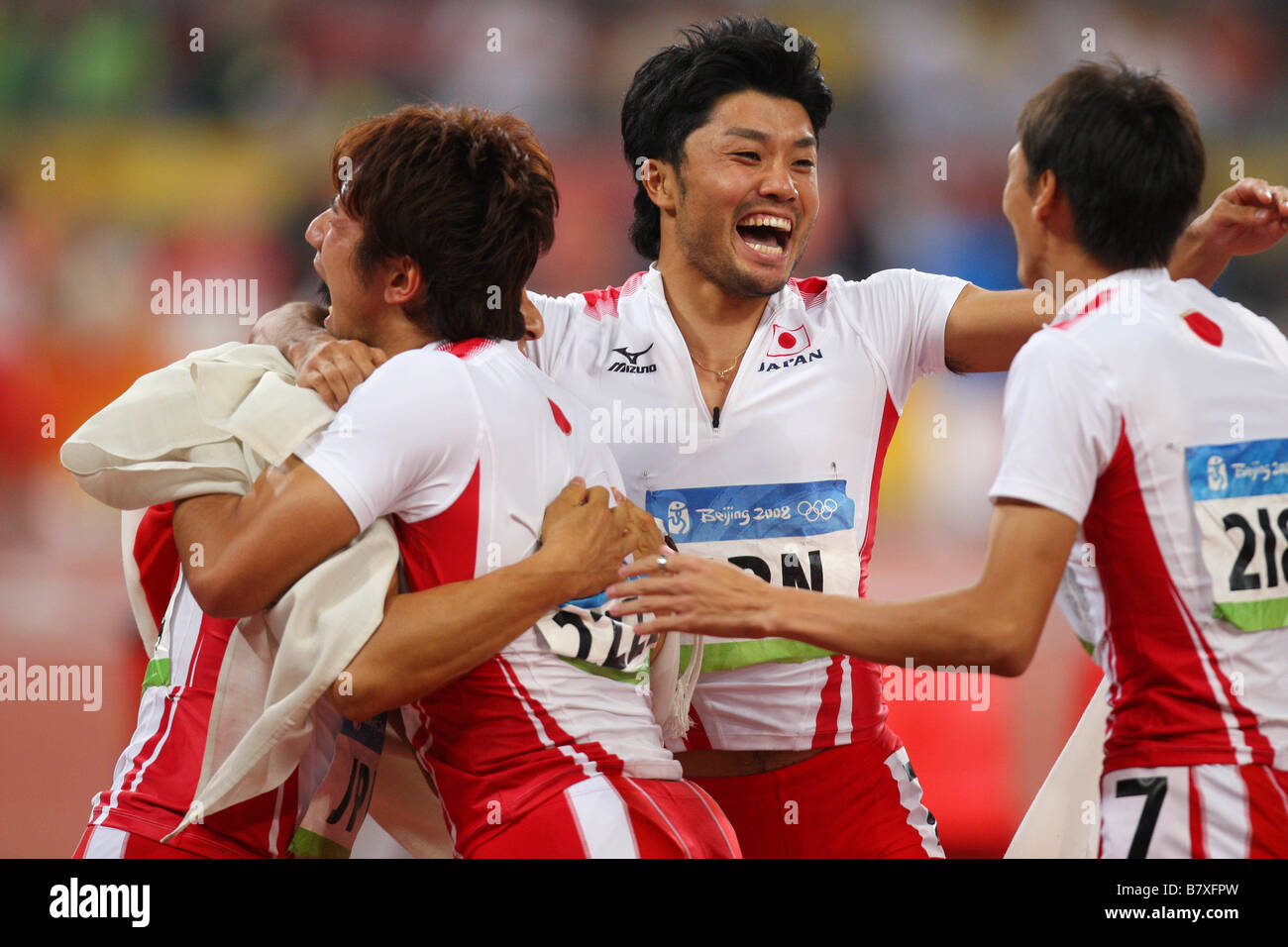 L a R Nobuhara Asahara Nobuharu Asahara Singo Suetsugu Shinji Takahira JPN 22 AGOSTO 2008 Atletica Giochi Olimpici di Pechino 2008 Foto Stock