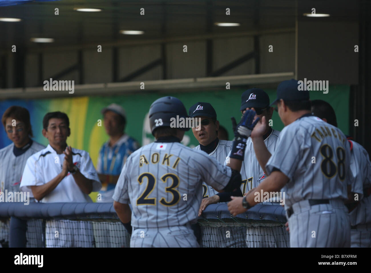 Vista generale 23 AGOSTO 2008 Baseball Giochi Olimpici di Pechino 2008 Baseball medaglia di bronzo match tra Giappone e Stati Uniti a Wukesong Baseball Field a Beijing in Cina Foto di Koji Aoki AFLO SPORT 0008 Foto Stock