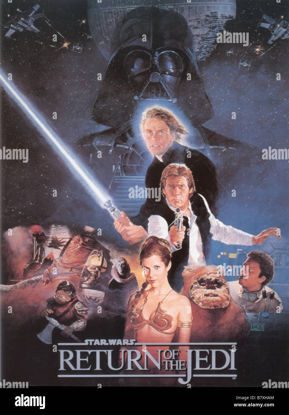 Star Wars: Episodio VI - il ritorno dello Jedi Anno : 1983 USA Mark Hamill, Harrison Ford, Carrie Fisher, Billy Dee Williams, David Prowse Regista: Richard Marquand poster (USA) Foto Stock