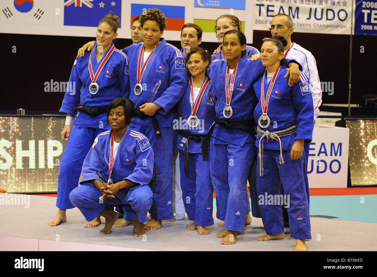 In Francia le donne s Judo gruppo team JPN 5 OTTOBRE 2008 Judo 2008 World Team Judo Campionati donne s finale del torneo a Tokyo Budo Hall Tokyo Giappone Foto di Akihiro Sugimoto AFLO SPORT 1080 Foto Stock