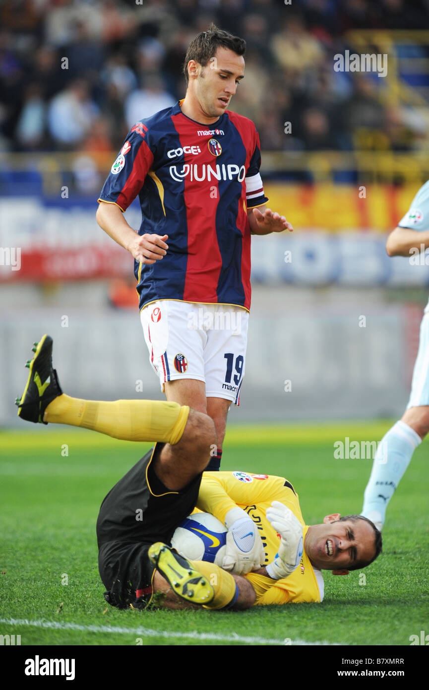 Claudio Terzi Francesco Antonioli Bologna 19 Ottobre 2008 il calcio italiano di Serie A Una partita tra Bologna e SS Lazio al Renato Dall Ara stadium di Bologna Italia Foto di Enrico Calderoni AFLO SPORT 0391 Foto Stock