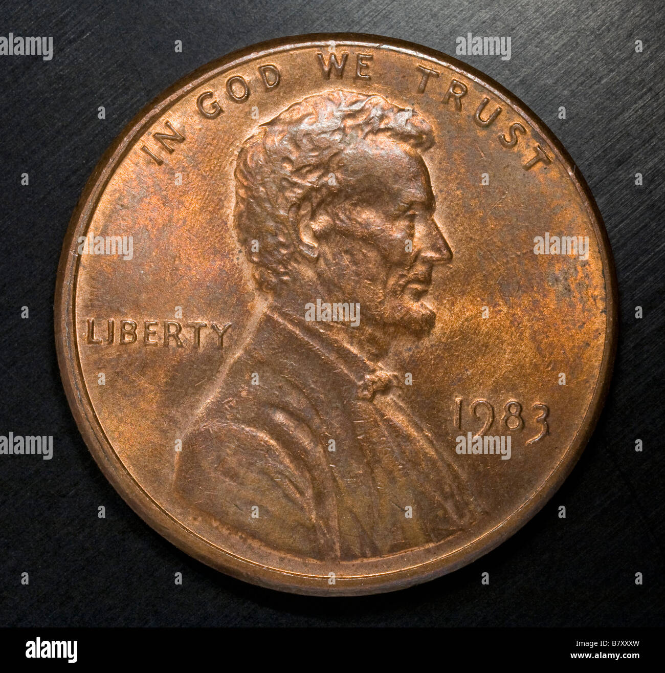 Una moneta da un centesimo a noi E pluribus unum Lincoln in god we trust liberty Foto Stock