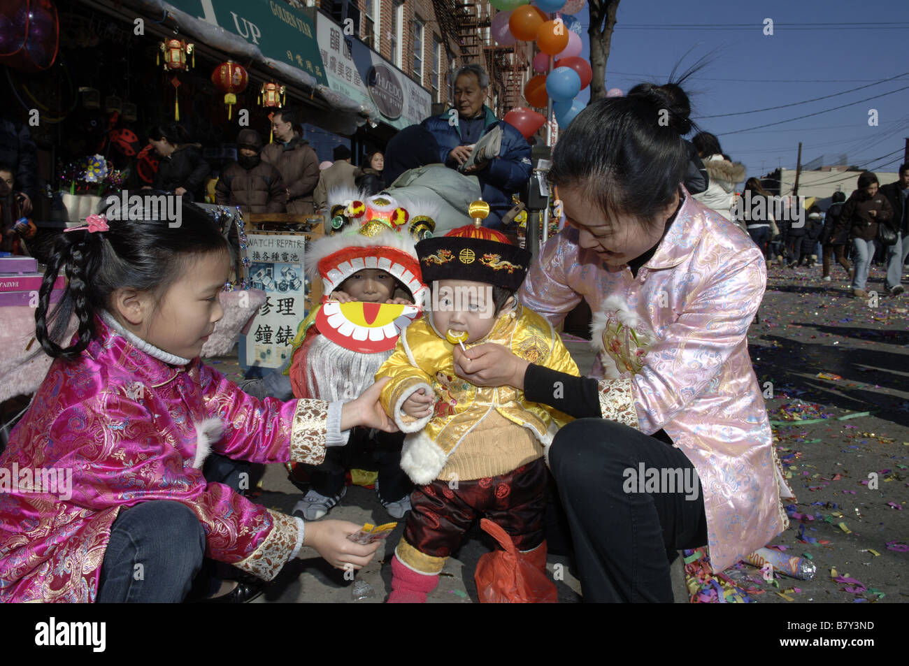 L annuale nuovo anno lunare cinese Parade nel quartiere di Brooklyn di Sunset Park di New York Foto Stock