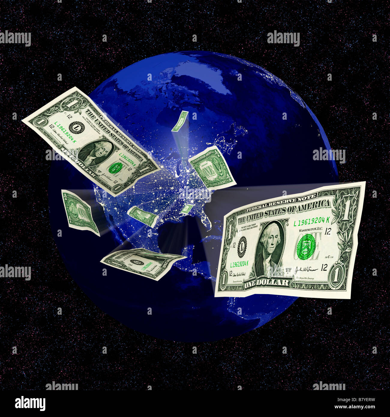 Sprecare energia concetto di dollari emergenti da una accesa USA - composito digitale Foto Stock