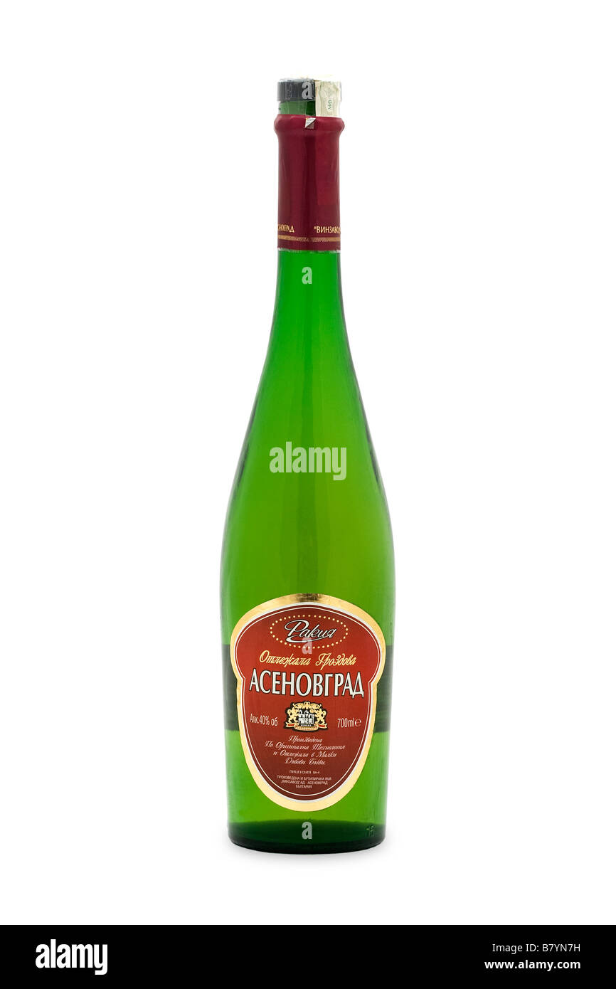 La Bulgaria rakia asenovgrad brandy invecchiato uva golden colore sfumatura verde bouquet botte di rovere sapore morbido Foto Stock