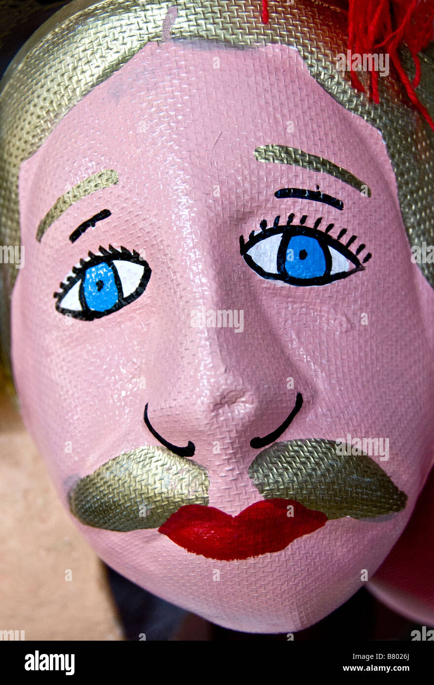Nicaragua festival tradizionale maschera di danza di filo di maglia di zanzara, come indossato a San Sebastian Festival Foto Stock