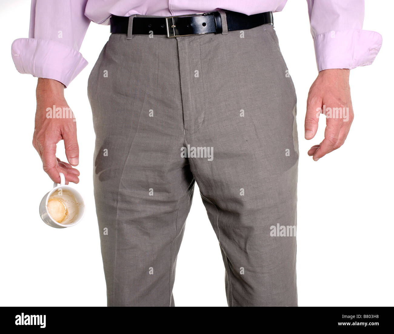 Inquadratura concettuale dell uomo d affari con vuoto tazza da caffè Foto Stock