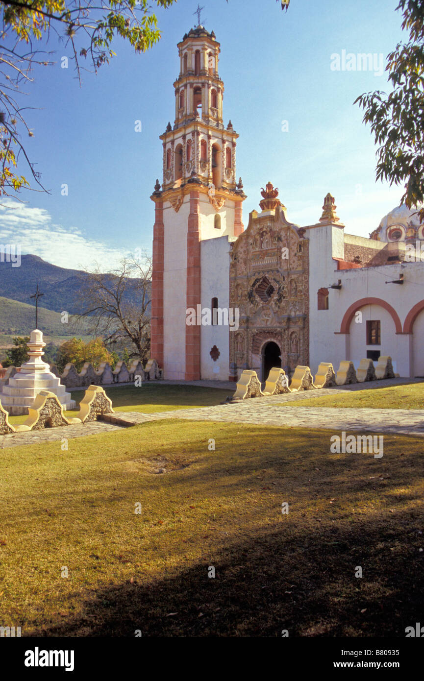 Missione Tilaco, completato nel 1762 e situato in Tilaco Queretaro Messico, è 1 di 5 missioni fondata da Frate Junipero Serra Foto Stock