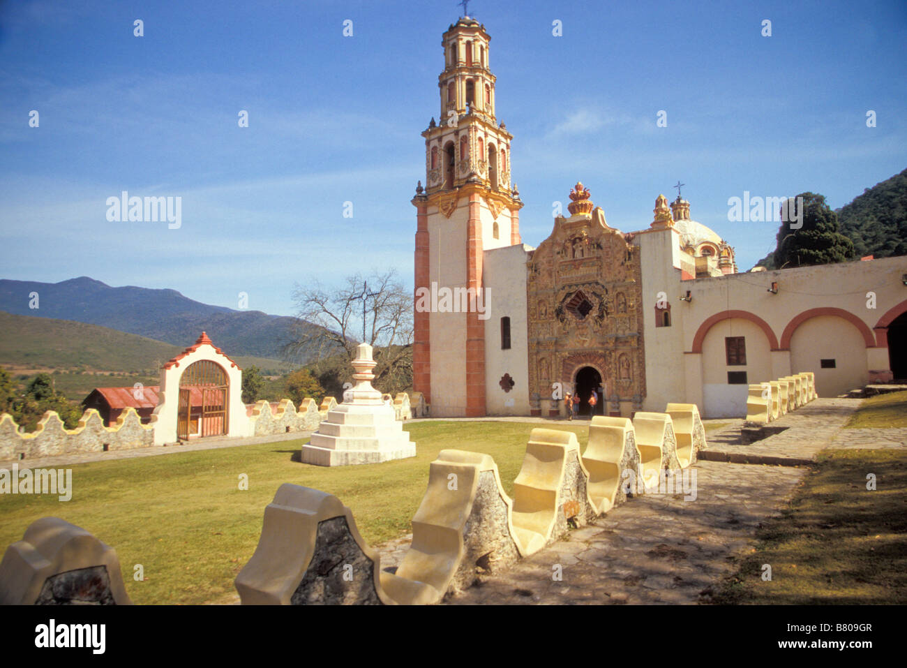 Missione Tilaco, completato nel 1762 e situato in Tilaco Queretaro Messico, è 1 di 5 missioni fondata da Frate Junipero Serra Foto Stock