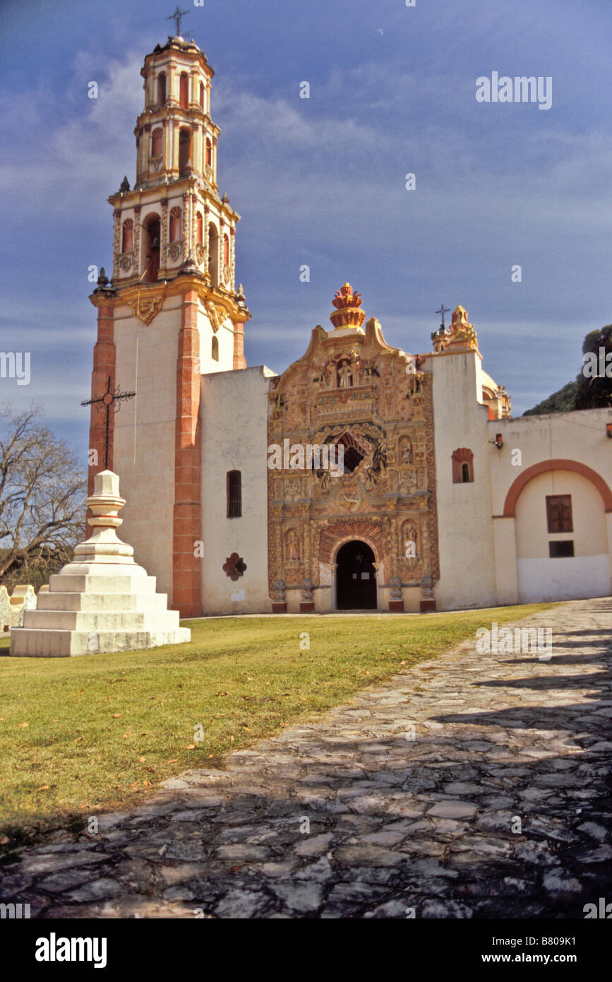 Missione Tilaco, completato nel 1762 e situato in Tilaco Queretaro Messico, è 1 di 5 missioni fondata da Frate Junipero Serra Foto Stock