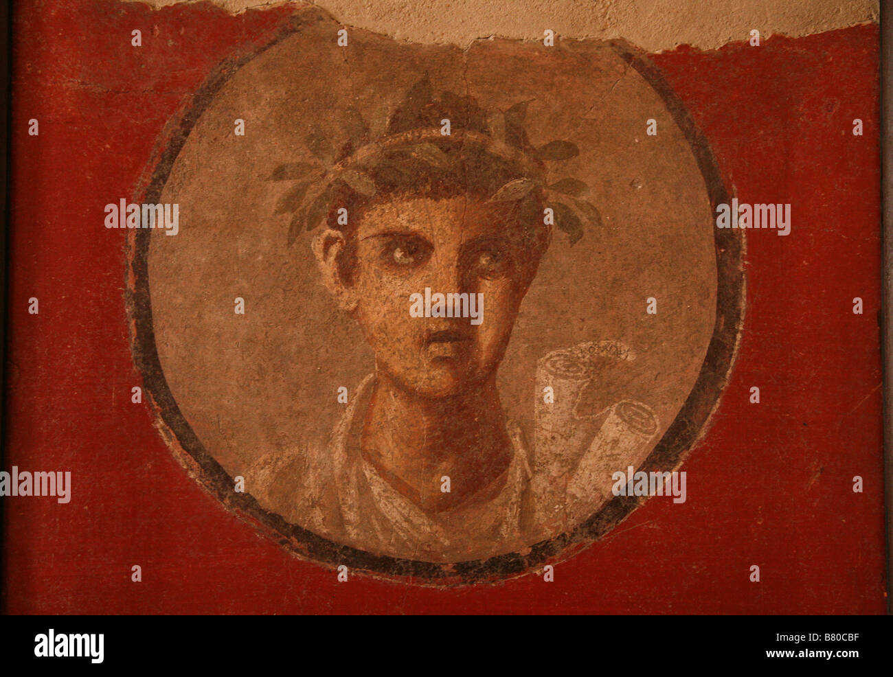 Affresco da Pompei nel Museo Archeologico Nazionale di Napoli, Italia. Foto Stock