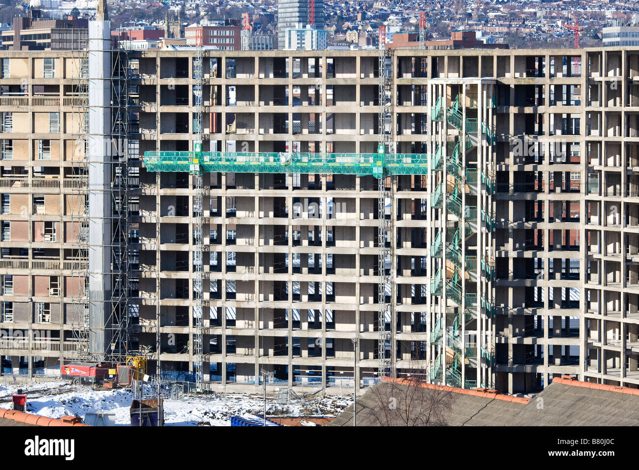 Il rinnovo di Park Hill appartamenti in Sheffield un consiglio complesso residenziale costruito tra il 1957 e il 1961 ed una di II grado Foto Stock