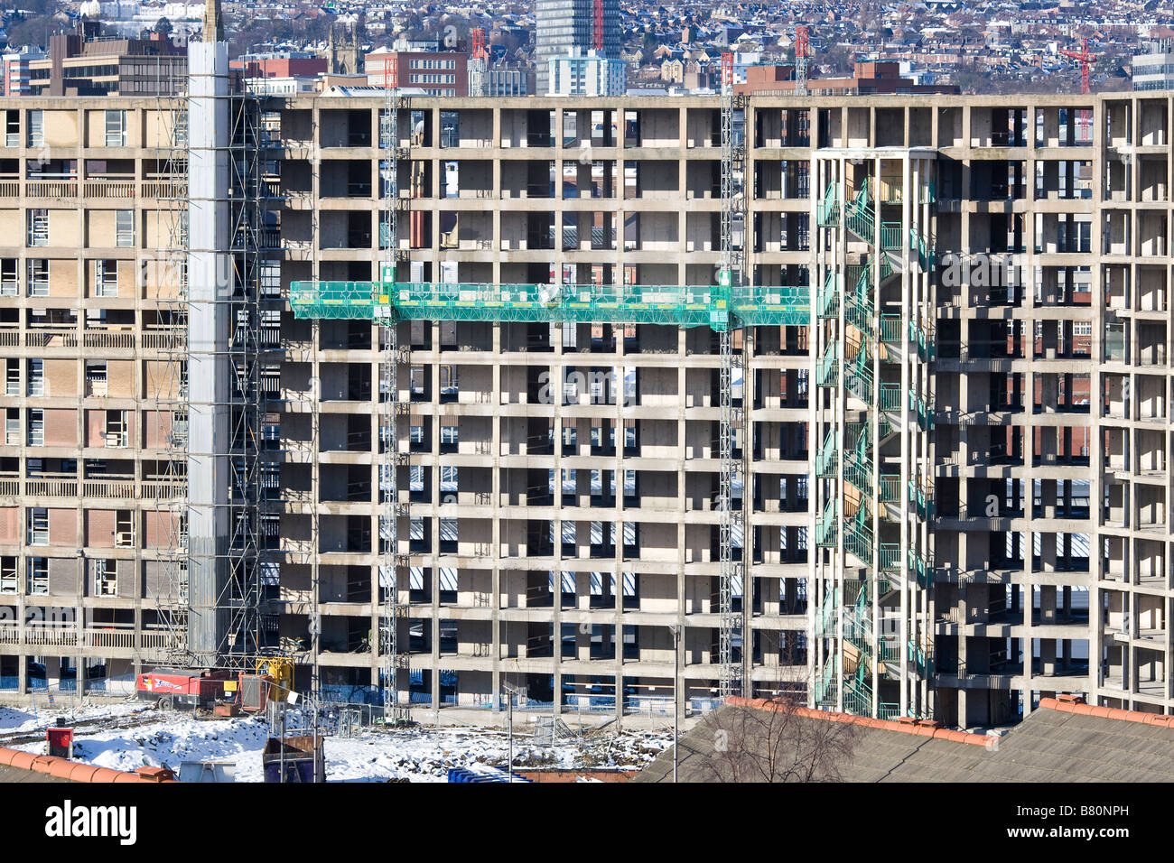 Il rinnovo di Park Hill appartamenti in Sheffield un consiglio complesso residenziale costruito tra il 1957 e il 1961 ed una di II grado Foto Stock