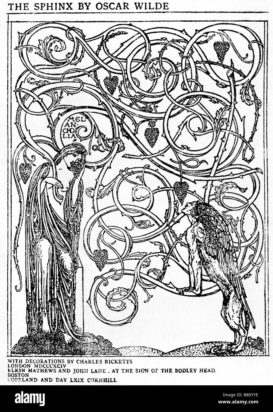 La sfinge di Oscar Wilde 1894 libro di poesie del celebre wit titolo pagina progettata da Charles Ricketts Foto Stock